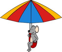 Mouse under umbrella vector clip art