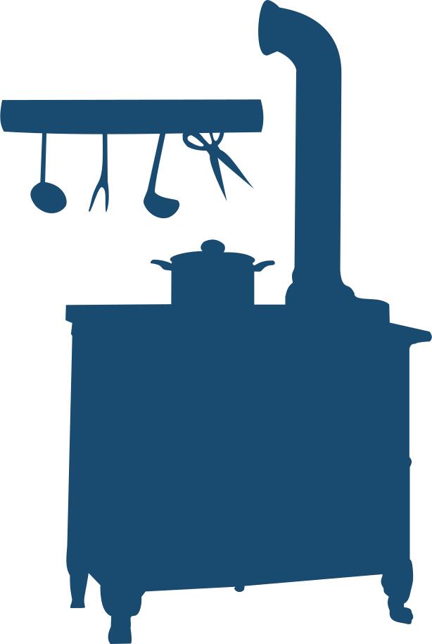 Old-fashioned stove silhouette vector image