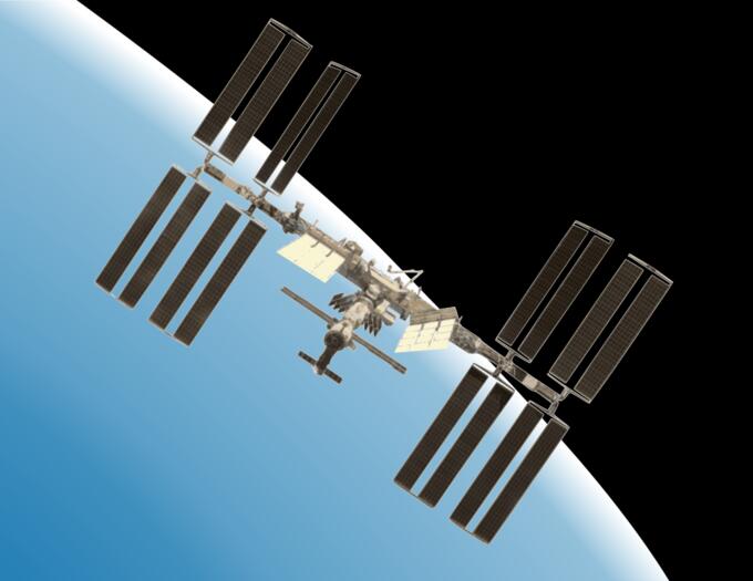 International Space Station with Earth vector illustration