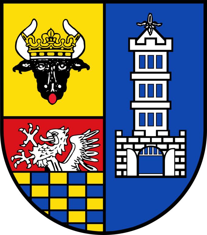 Demmin town coat of arms vector illustration