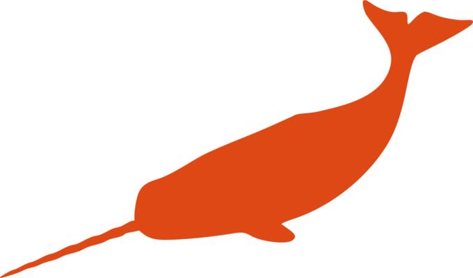 Large narwhal silhouette vector image