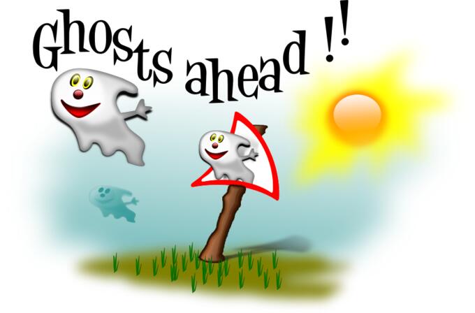 Vector drawing of ghosts ahead signpost