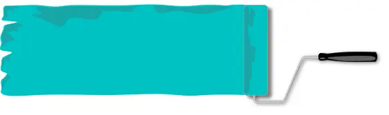Paint roller with blue paint vector graphic