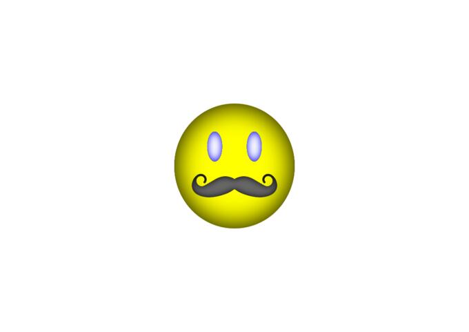 Happy emoticon with mustache vector clip art