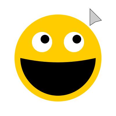 Smiley looking at mouse cursor vector illustration