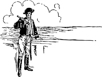 Captain with spyglass at sea vector illustration