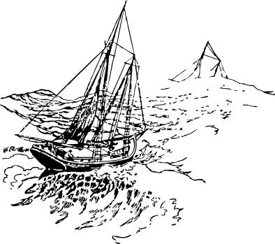 Sailboat in storm vector drawing