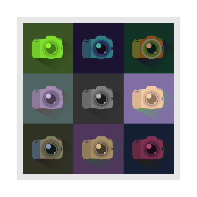 SLR digital camera icons vector graphics