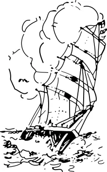 Sailing ship at sea vector drawing