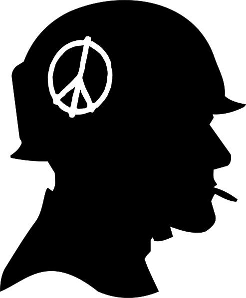 Peace soldier profile silhouette vector image