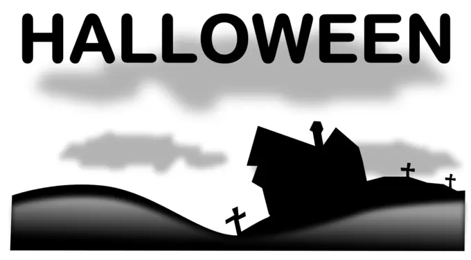Vector illustration of Halloween graveyard