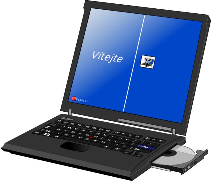 Laptop with disc drive vector drawing