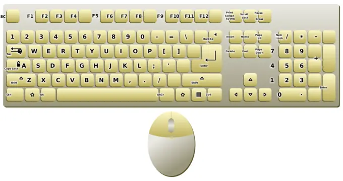 Golden keyboard and mouse vector image