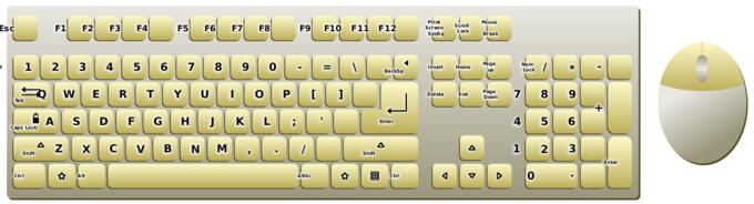 Golden eyboard and mouse topview vector image