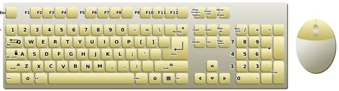 Golden eyboard and mouse topview vector image