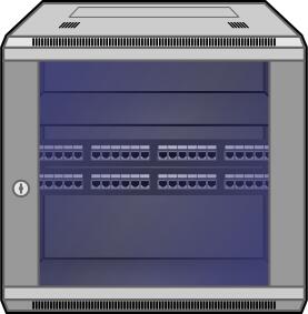 Wall-mounted network rack vector image