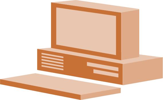 Brown desktop computer vector clip art