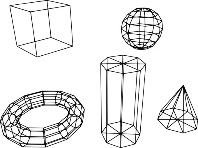 Geometrical shapes wireframe vector image