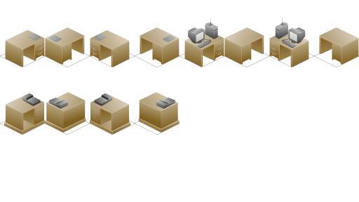 Selection of office desks vector graphics