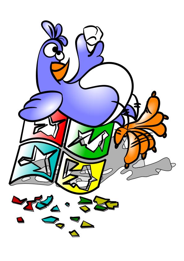Naughty Linux on broken Windows logo vector illustration