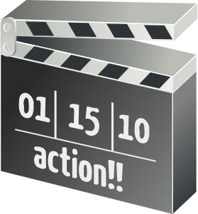 Filming action clapper board vector illustration