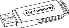Black and white USB storage drive vector clip art