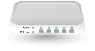 Five port networking hub vector graphics