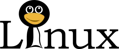 Linux text with funny tux face vector image