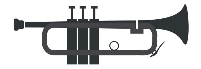 Silhouette vector drawing of a simple trumpet