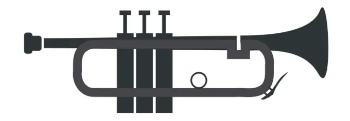 Silhouette vector drawing of a simple trumpet