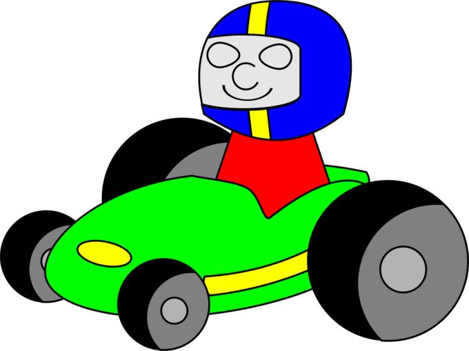 Vector lip art of man driving a formula