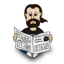 Newspaper reader comic character vector drawing