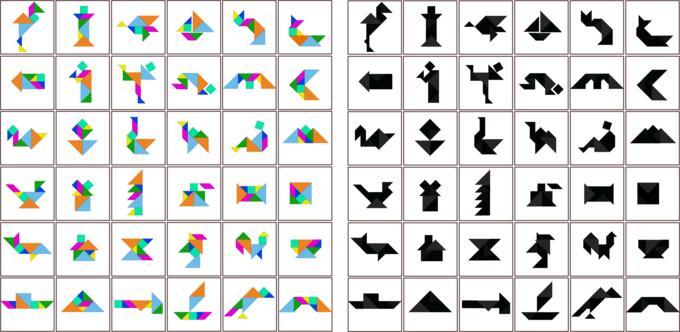 Tangram mathematical game vector clip art