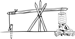 Camp cooking crane vector illustration