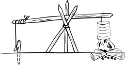 Camp cooking crane vector illustration