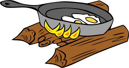 Eggs baked on campfire vector drawing
