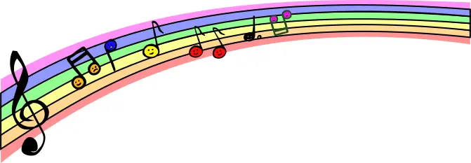 Vector graphics of rainbow musical notes