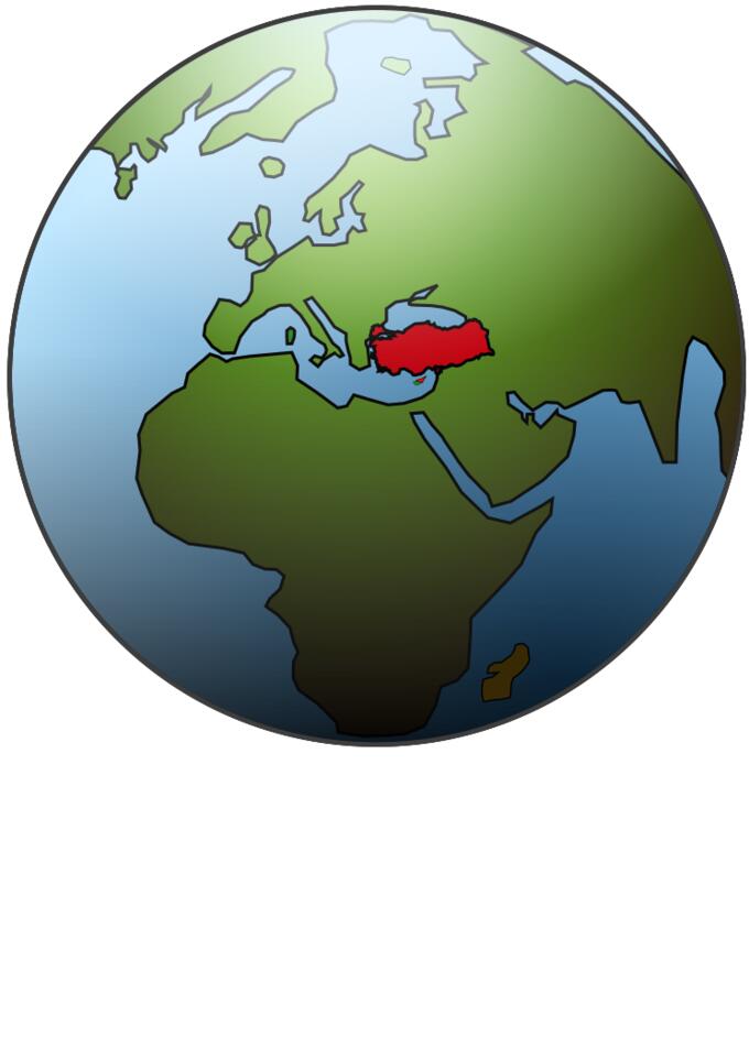 Turkey location on globe vector illustration