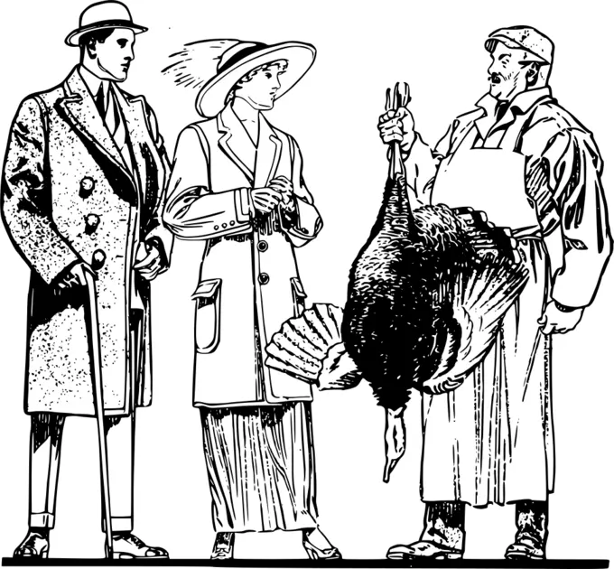 Dead turkey and couple vector image