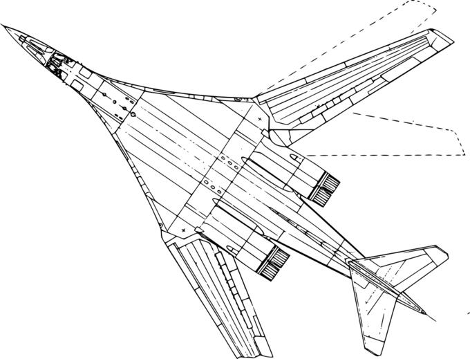 Tupolev 160 aircraft top view vector illustration