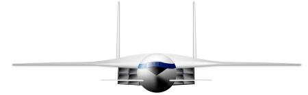 Front view of supersonic aircraft vector drawing