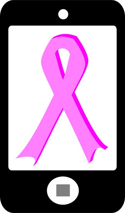 Pink ribbon on phone vector image