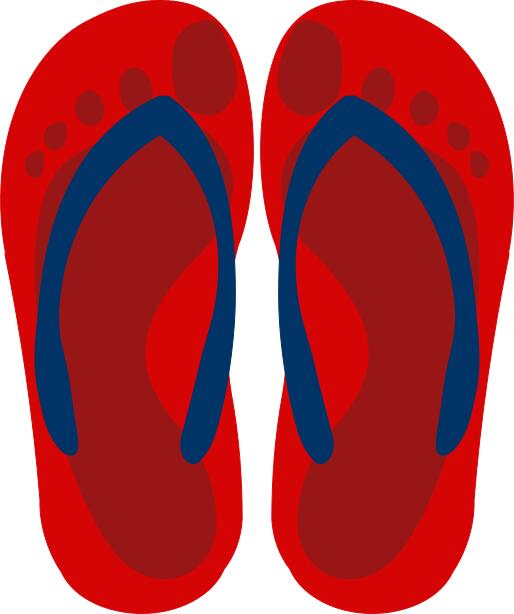 Flip flops with feet imprint vector clip art