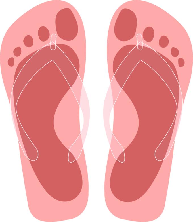 Flip flops with feet imprint vector illustration