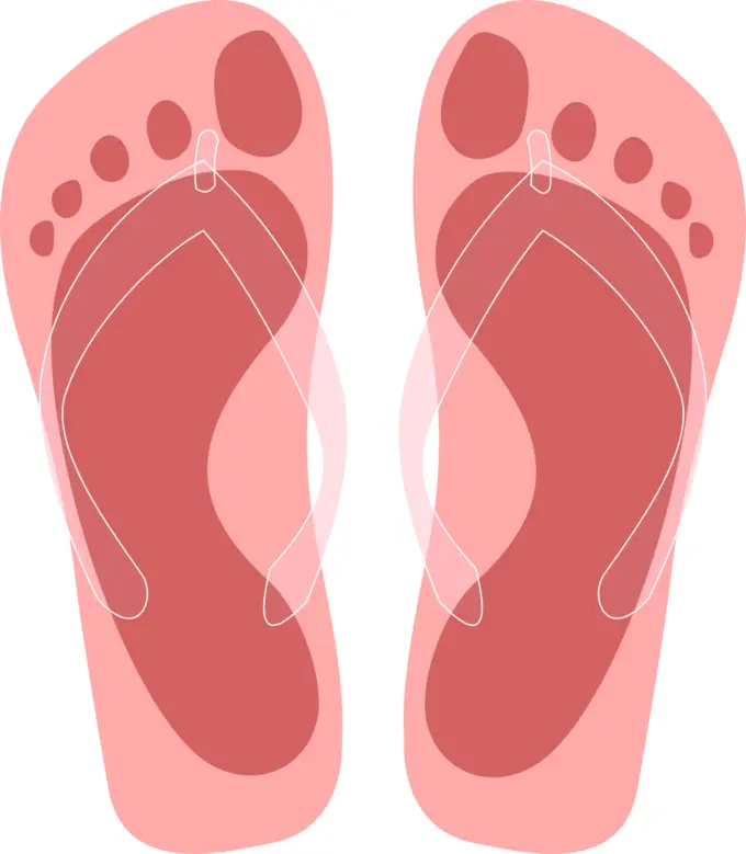 Flip flops with feet imprint vector illustration