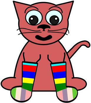 Cartoon cat in rainbow socks vector illustration