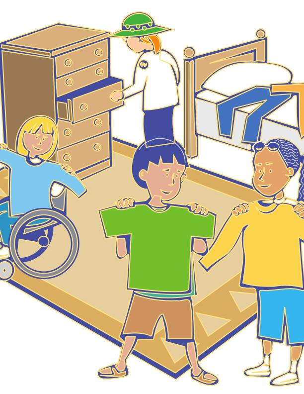Getting dressed scene vector drawing