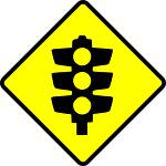 Traffic lights caution sign vector image