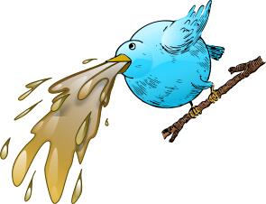 Bird spewing vector clip art