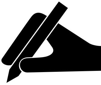 Hand and pen vector silhouette
